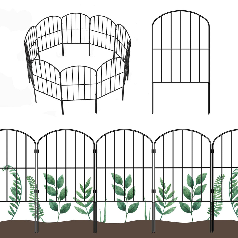 OUSHENG arched decorative garden fence panels for yard edging and border definition.