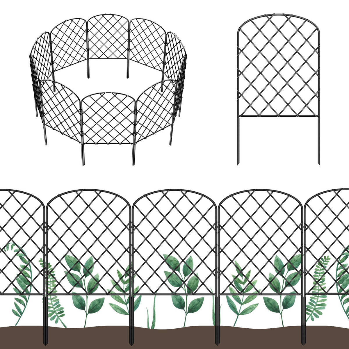 OUSHENG decorative garden fence arched panel set ready for quick installation