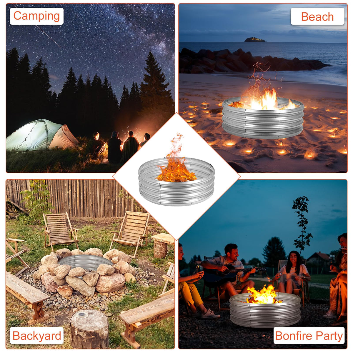 OUSHENG deep 12-inch height ring, keeps wood contained for steady heat