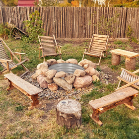 OUSHENG fire pit ring assembly screws visible, ensuring secure construction during outdoor fires