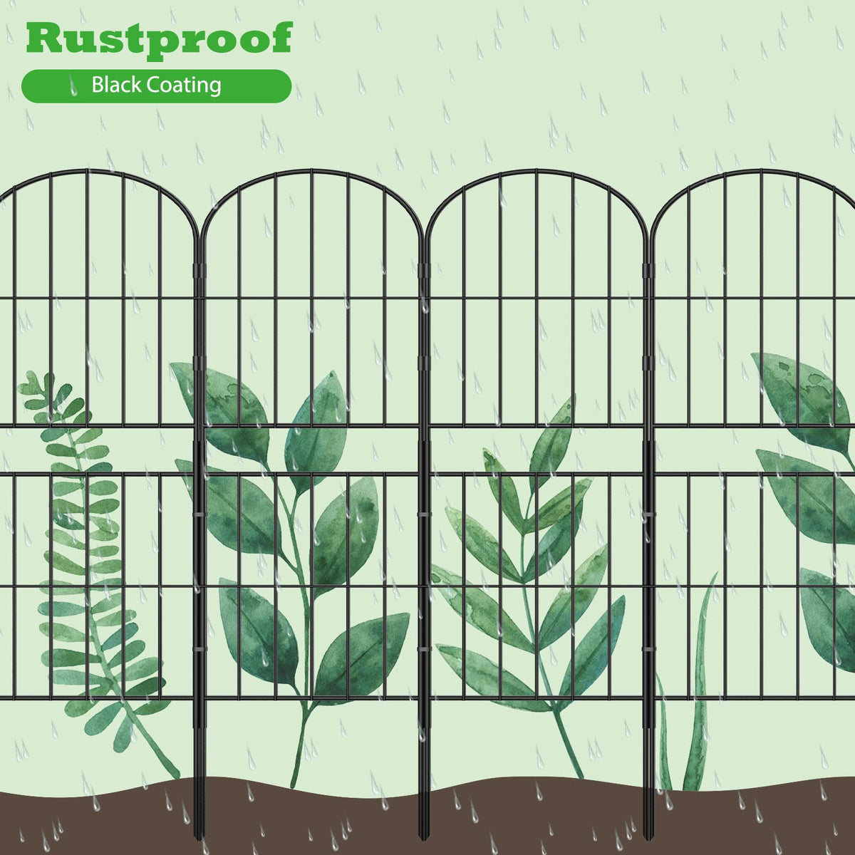 OUSHENG rustproof coating on black fence for outdoor durability.