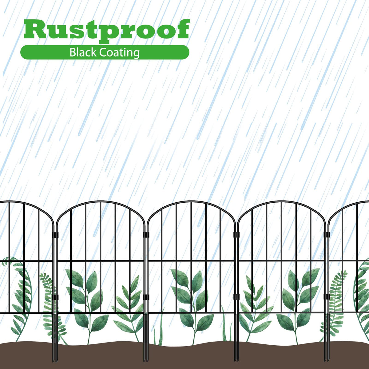 OUSHENG ten-panel fence stretched along a flower bed.