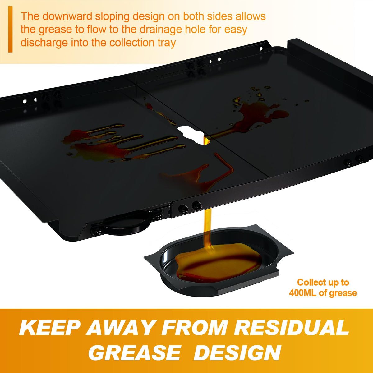 Outage grease tray in stainless steel resists rust and heat