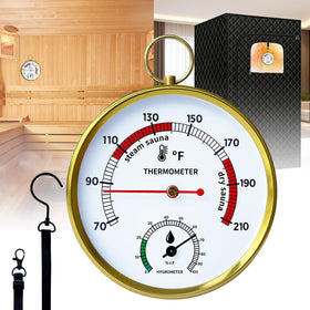 Outapex sauna thermometer dial provides steam-friendly readings