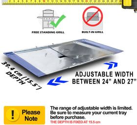 Outdoor Bazaar grease tray length-adjustable 24-27 inches for a precise grill fit