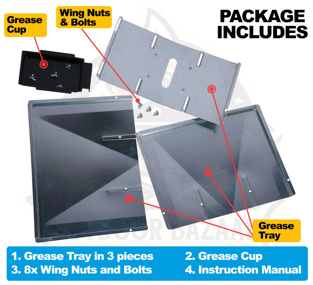 Outdoor Bazaar three-piece design enables quick, tool-free assembly near the grill