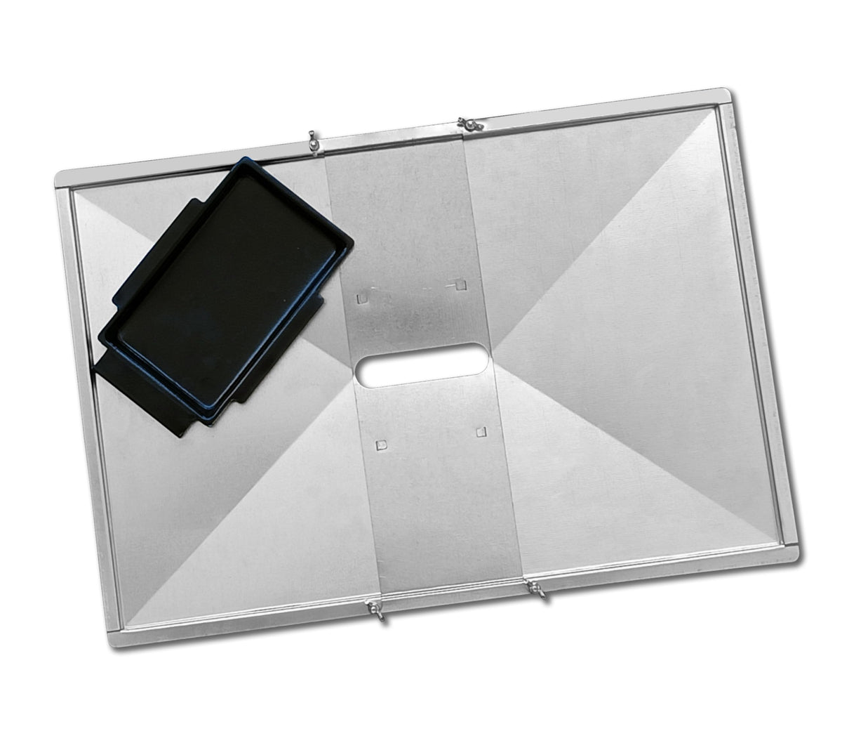 Outdoor Bazaar grease tray demonstrates universal compatibility with many 2-3 burner grills.