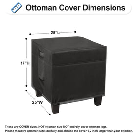 OutdoorLines square ottoman cover side view illustrating windproof fit