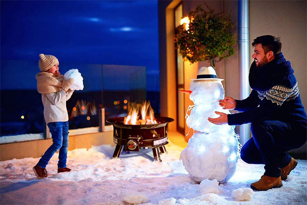 Outland Living Firebowl Mega control knob close-up illustrates easy flame height adjustment.