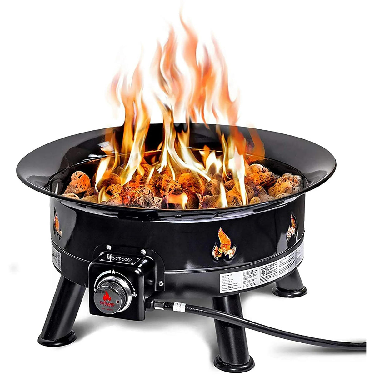Outland Living Firebowl Mega exterior view highlights a smokeless flame for cozy outdoor evenings.