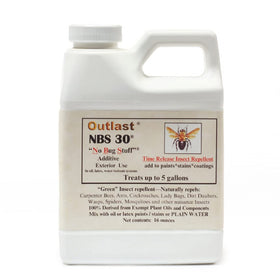 Outlast NBS30 bottle close-up showing paint additive for insect protection