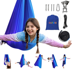 OUTREE double layer therapy swing with 360-degree swivel hanger in action for sensory calm.
