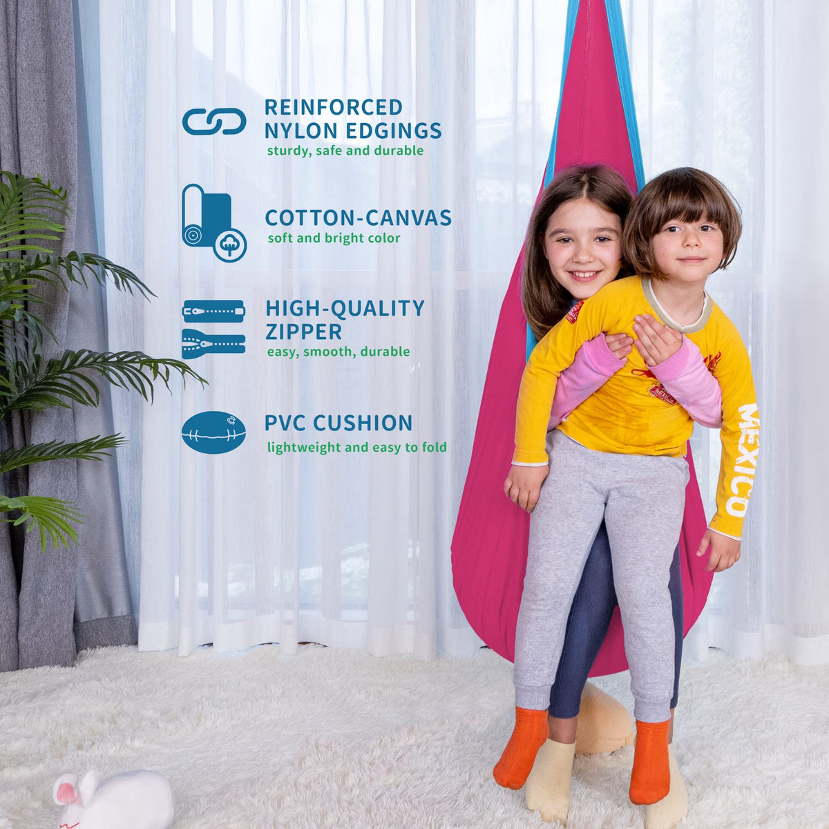 OUTREE safety features with reinforced nylon edges for secure hanging.