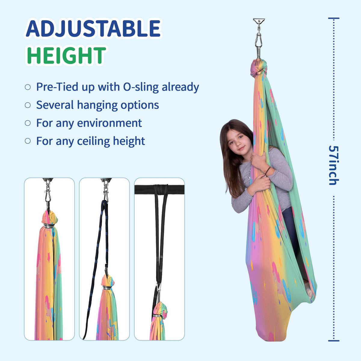 OUTREE adjustable straps and included hardware simplify hanging and safety.