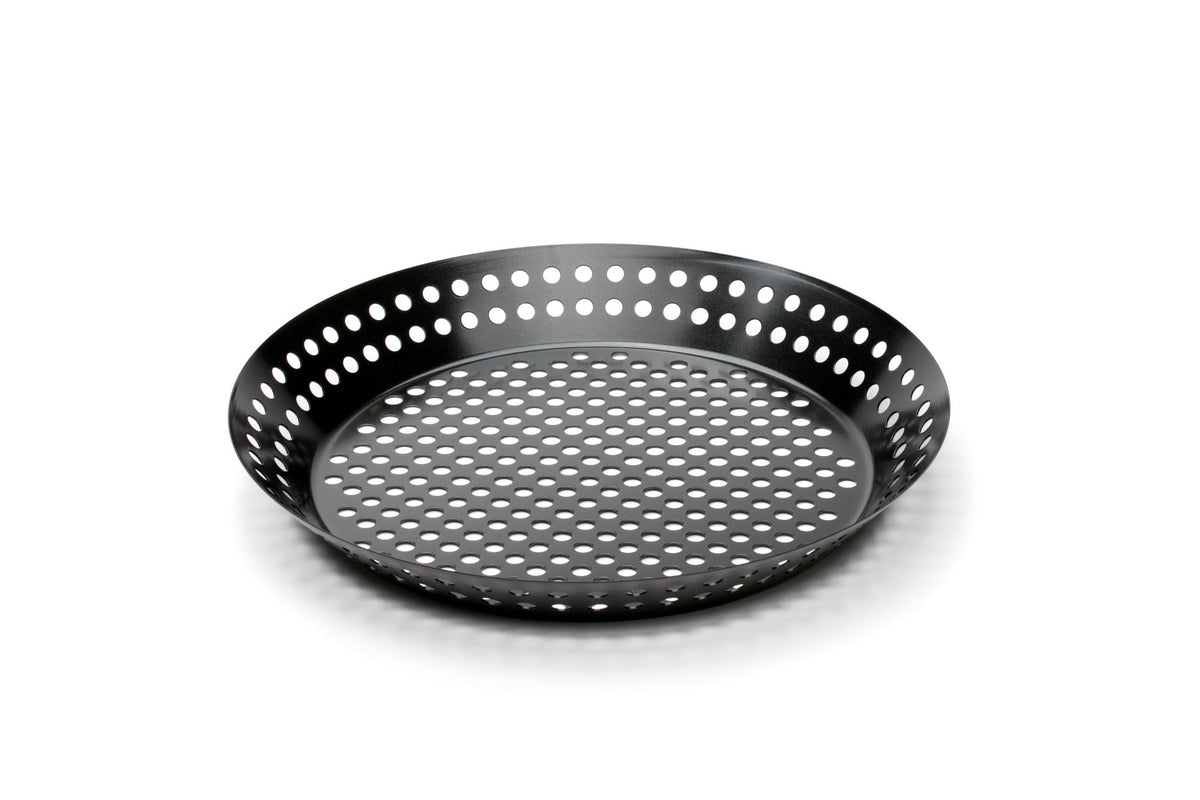 Outset perforated surface enhancing flavors for seafood and vegetables