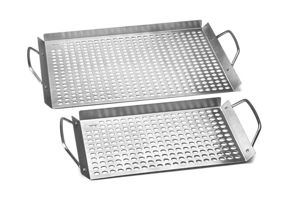 Outset large 11x17 grill topper grid protects small foods from falling through the grate.