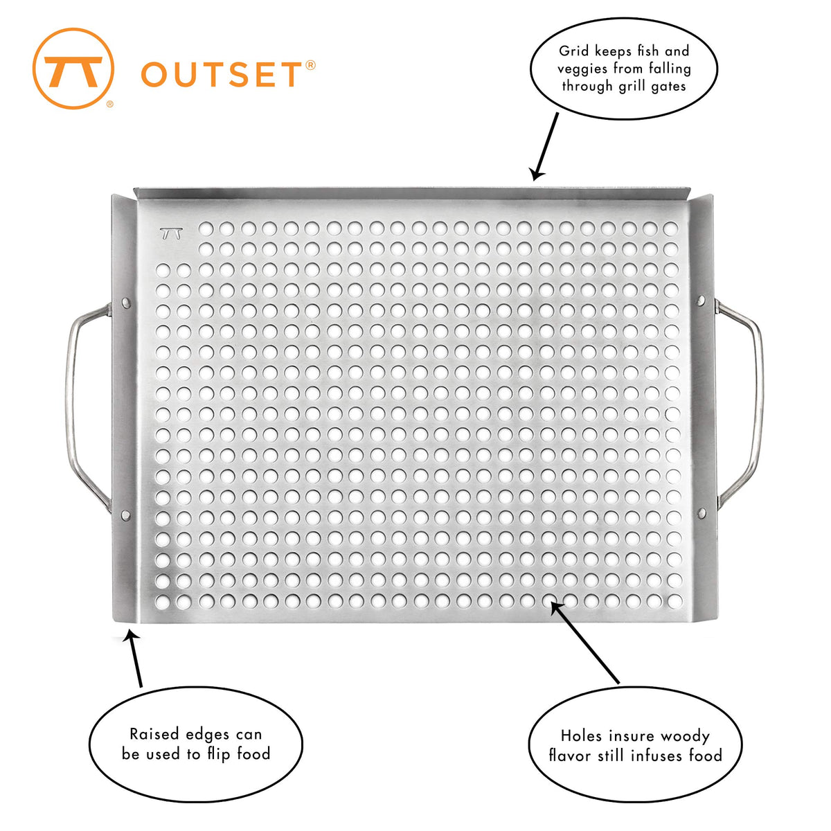 Outset grill topper handles enable easy lifting and transport