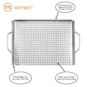 Outset grill topper handles enable easy lifting and transport