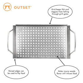 Outset stainless-steel perforated grid ensures even airflow for flavorful cooking.