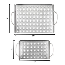 Outset vegetables on grill topper grid for even charring and flavors.