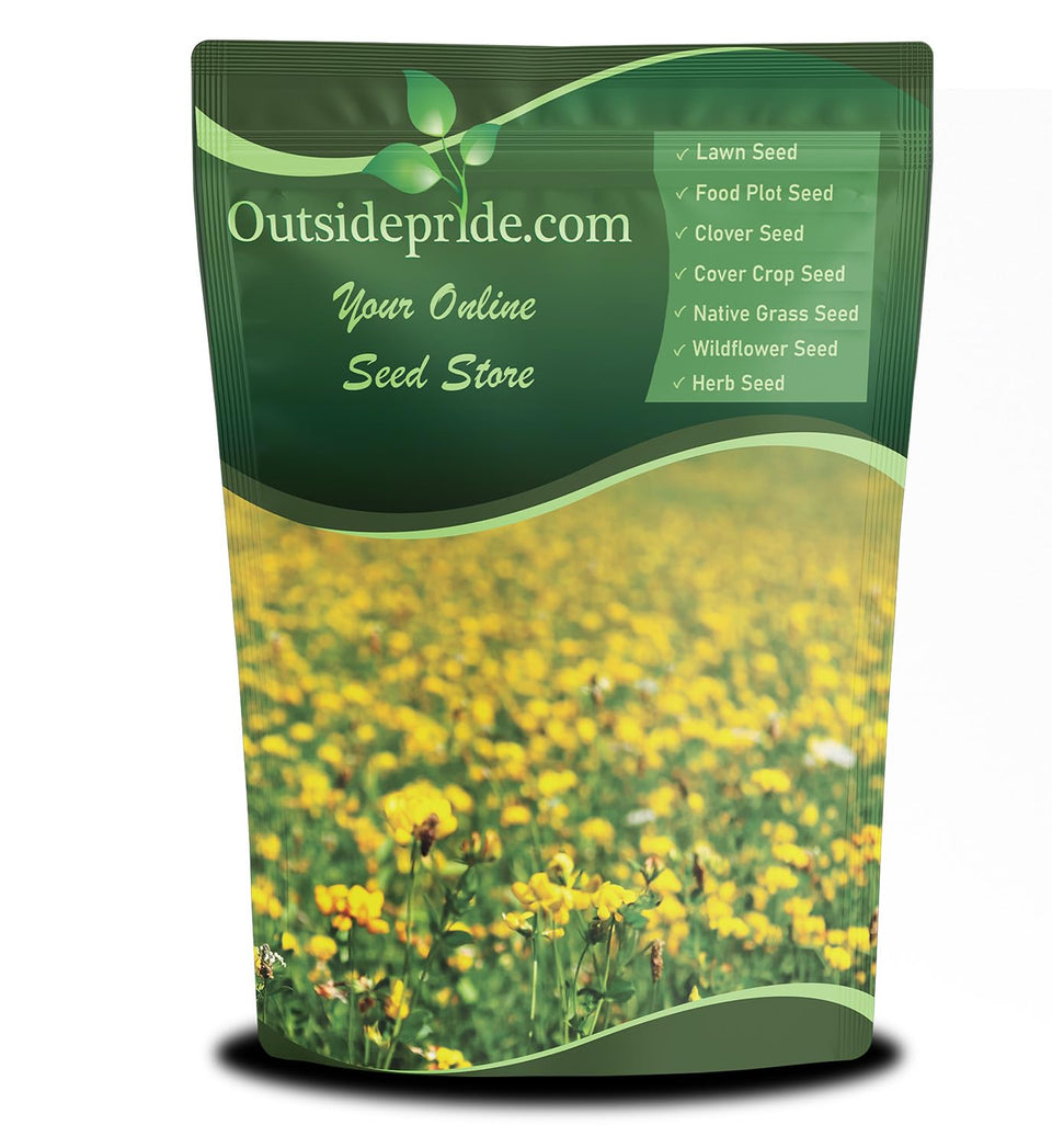 Outsidepride Birdsfoot Trefoil seed bag showing pasture forage potential and deer attraction.