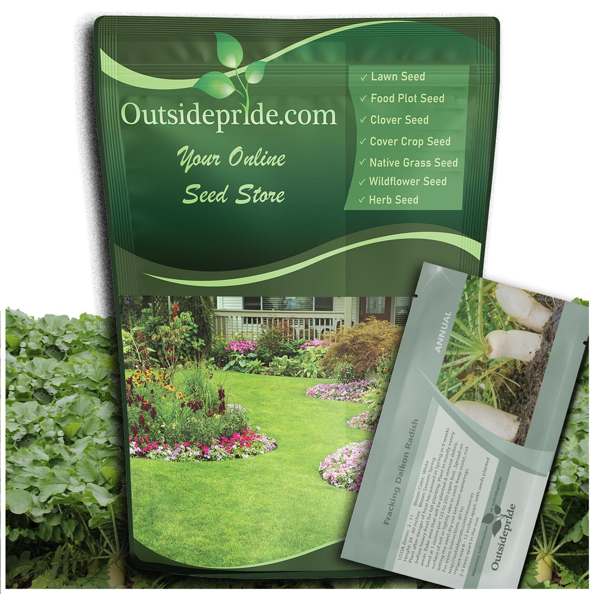 Outsidepride Daikon radish seeds pack ready for planting in home gardens to boost soil health.
