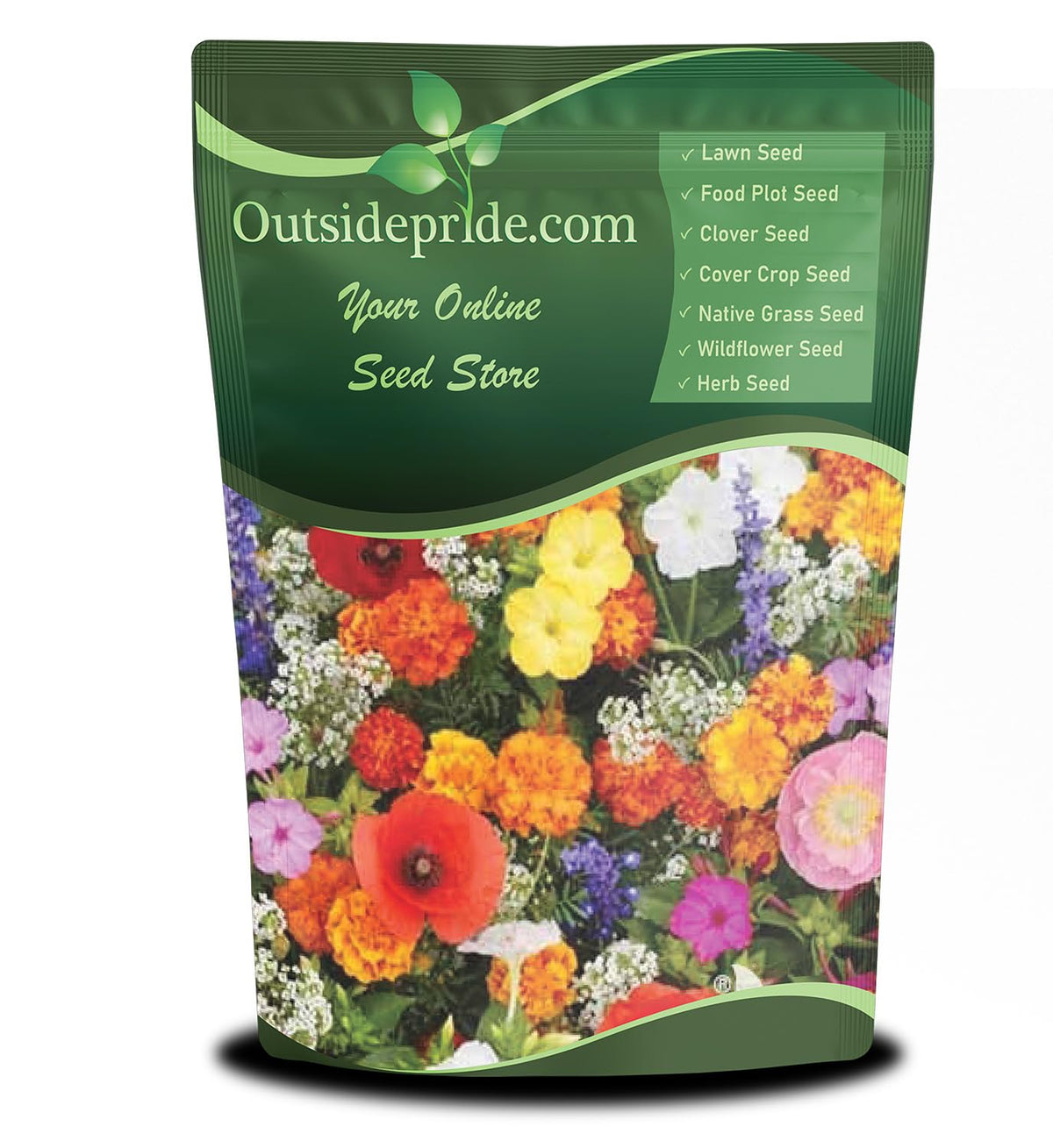 Outsidepride deer-proof wildflower seed mix pack ready for deer-free meadow planting.