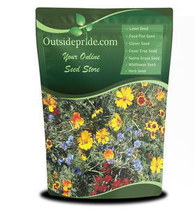 Outsidepride Gulf Coast wildflower seed mix packet promotes sun-loving color.