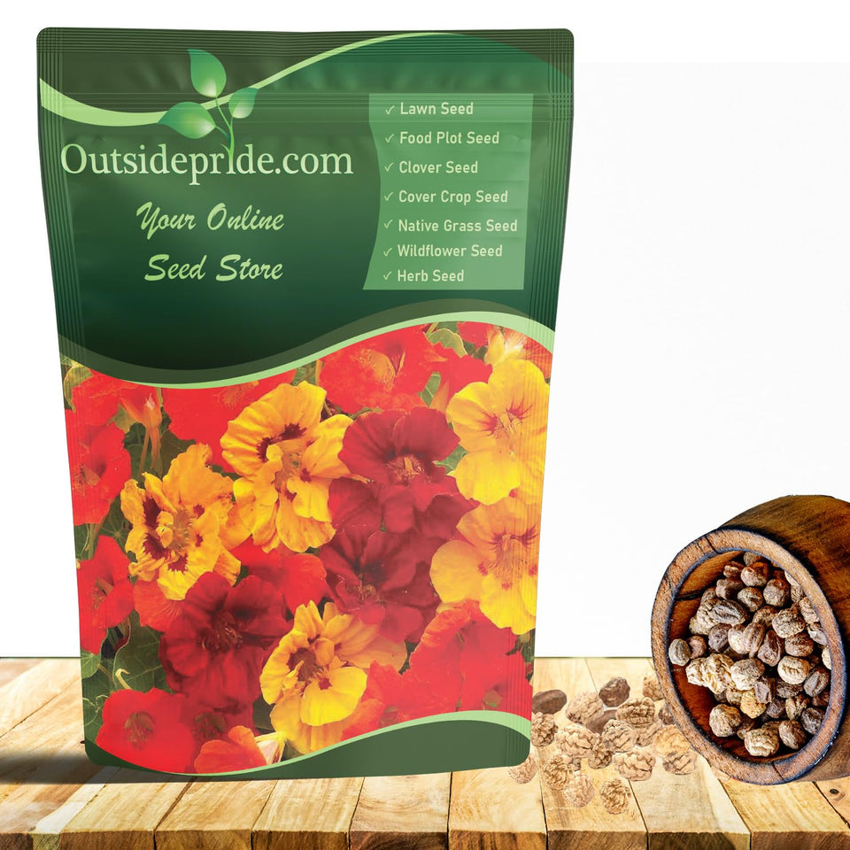 Outsidepride Jewel Mix Nasturtium blooms brighten borders and attract pollinators.