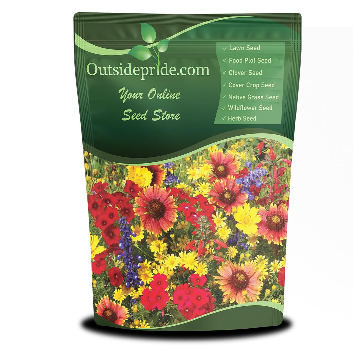 Outsidepride Texas & Oklahoma wildflower seed mix broadcast in sun for a pollinator-friendly display.