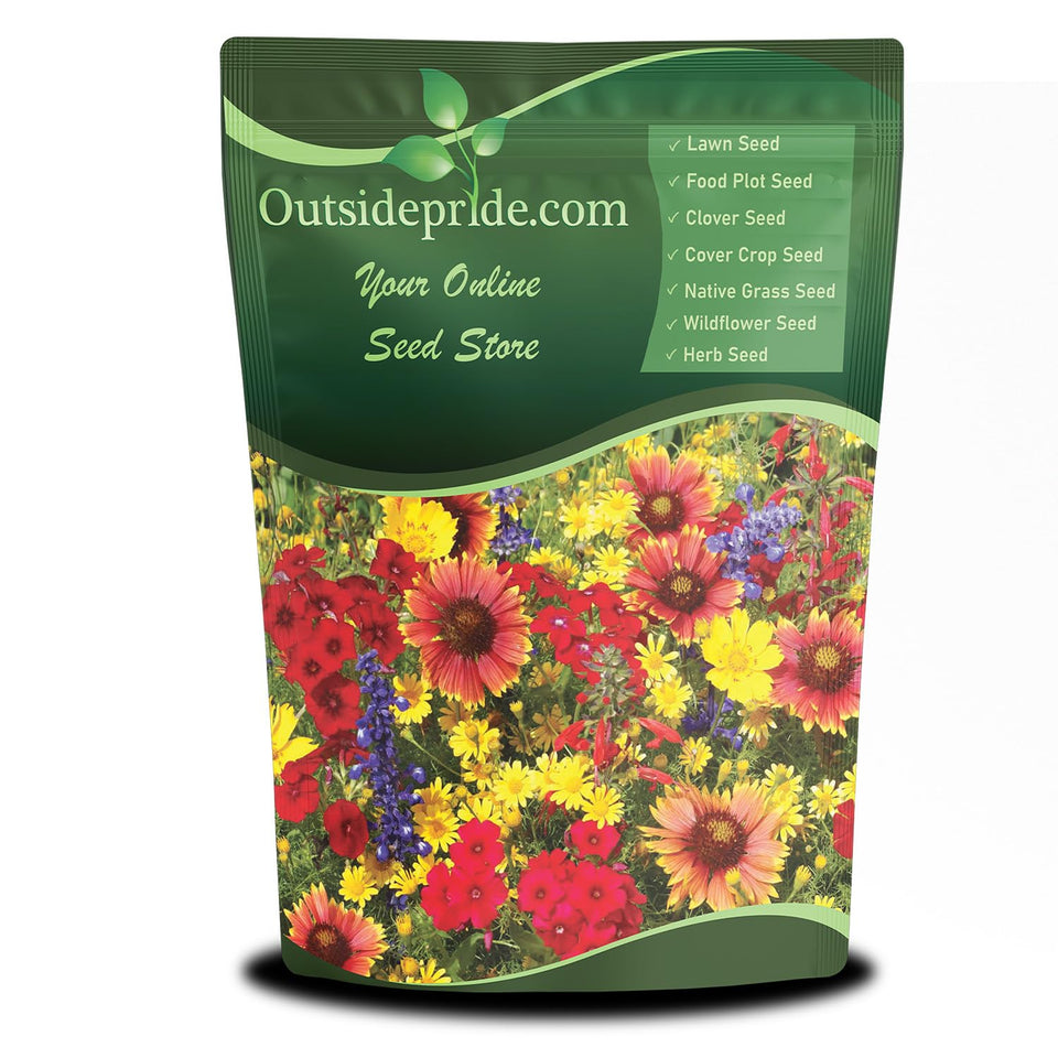 Outsidepride Texas & Oklahoma wildflower seed mix pack shot attracts pollinators