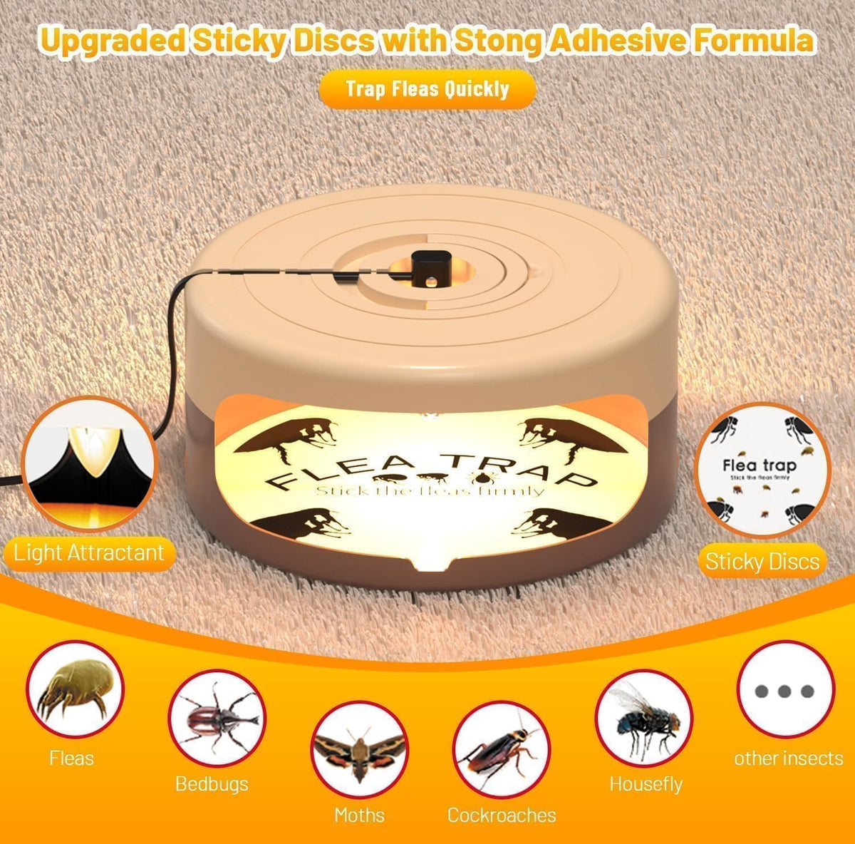 Outtkitywi 2 pack flea traps with sticky pads for pests