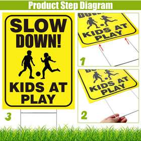 Outus 12x16 inch yellow sign enhances play area awareness for drivers.