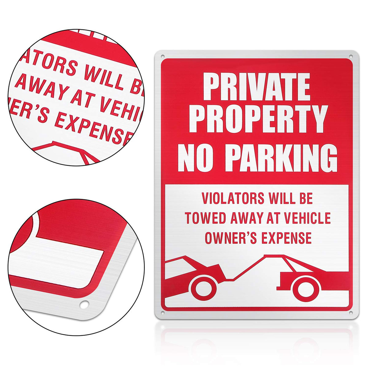 Outus bright red and silver signage quickly attracts attention to parking rules.