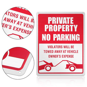 Outus bright red and silver signage quickly attracts attention to parking rules.