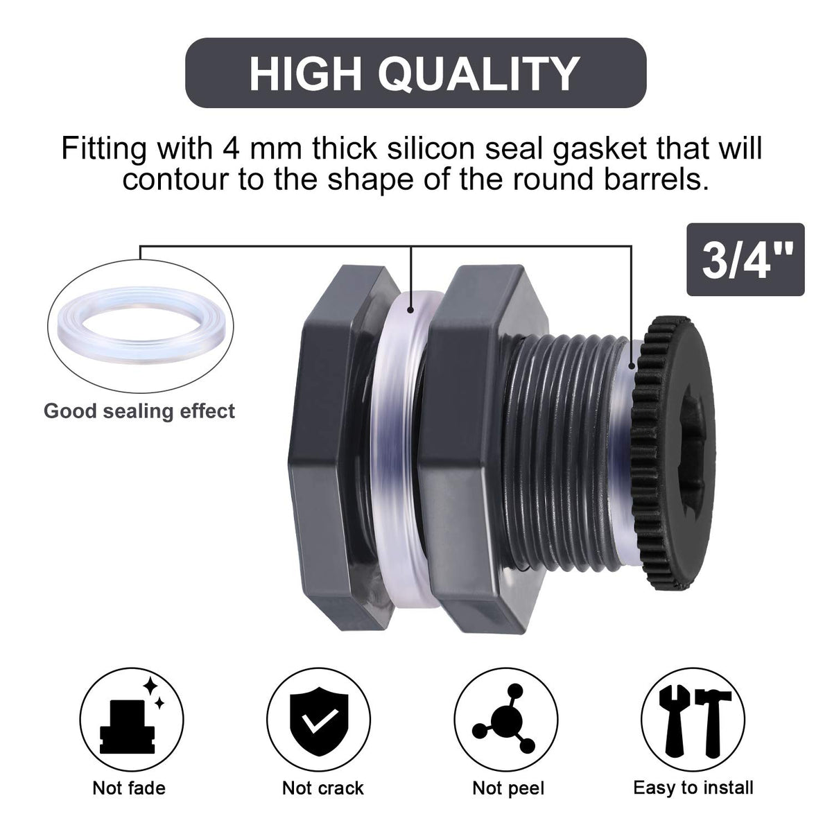 Outus dark grey bulkhead seal close-up with silicone gasket