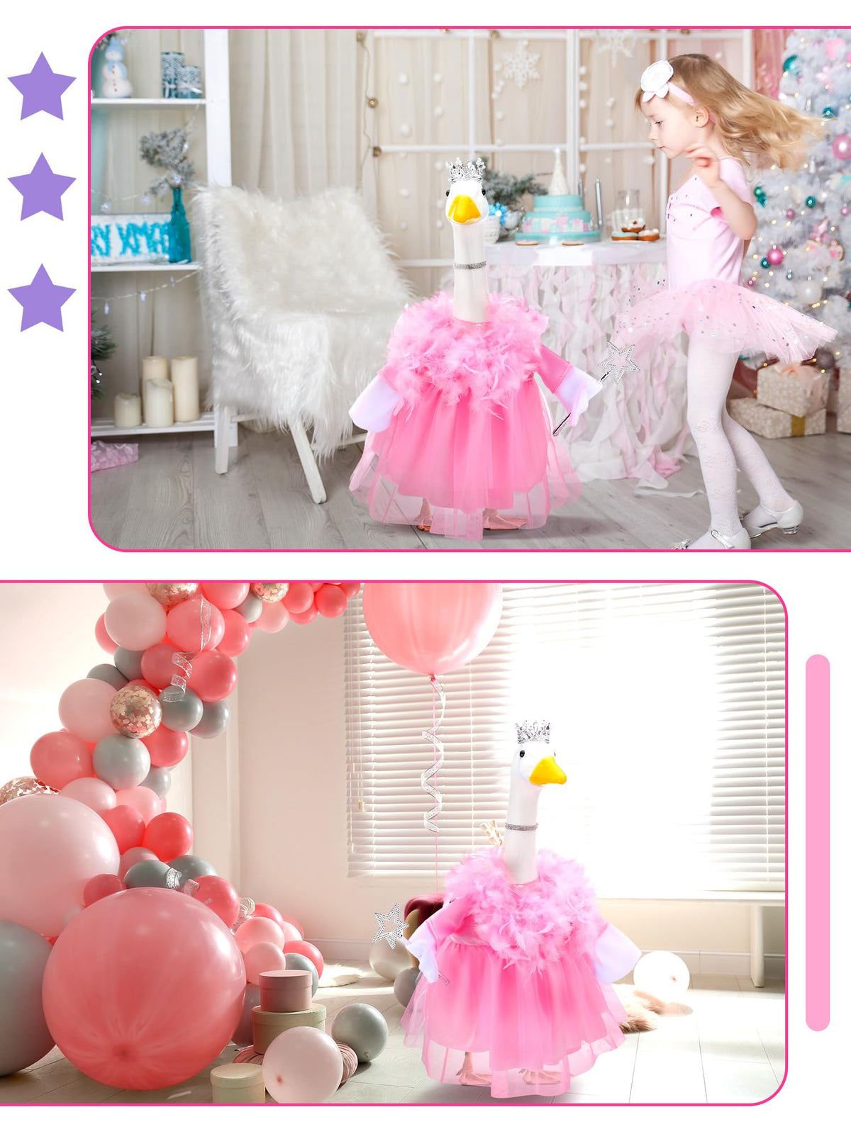 Outus princess goose wand enhances playful garden celebrations.
