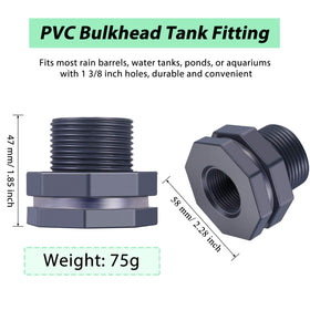 Outus PVC bulkhead fitting 47x58 mm for ponds and tanks.