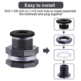 Outus rain barrel installation example featuring bulkhead and plug