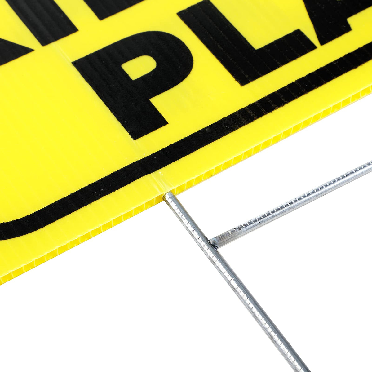 Outus metal stake and sign assembly for sturdy outdoor display.