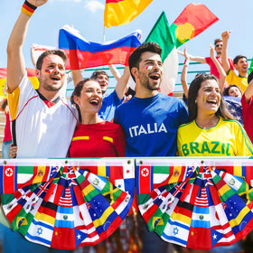 Outus world flags close-up highlights vivid colors for eye-catching decor.