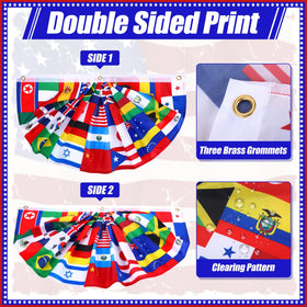 Outus world flags banner fadeproof fabric resists sun and rain.