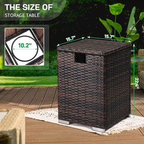 Outvita gas tank storage box front view with easy top or bottom pipe access.
