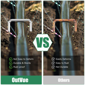 OutVue ground stake in soil demonstrates clean, sturdy anchoring