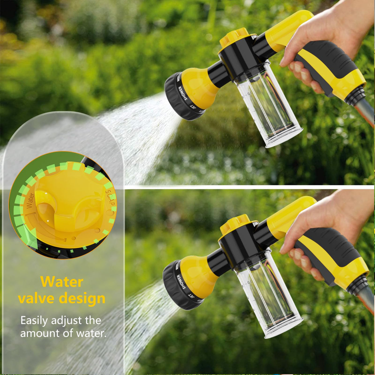 OUTWAY foam gun soap dispenser enables foamy cleaning without extra buckets