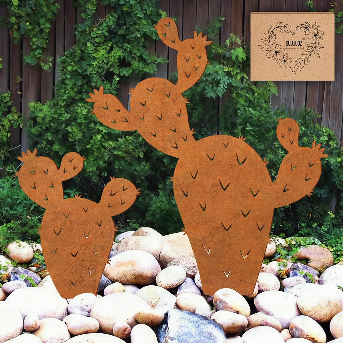 OUUJUOZ metal cactus outdoor decor large enhances garden focal point and curb appeal
