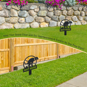OUUJUOZ Garden lawn scene with sign promotes a neat space.