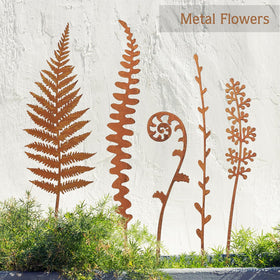 OUUJUOZ garden stakes with metal flowers brighten borders and pathways.