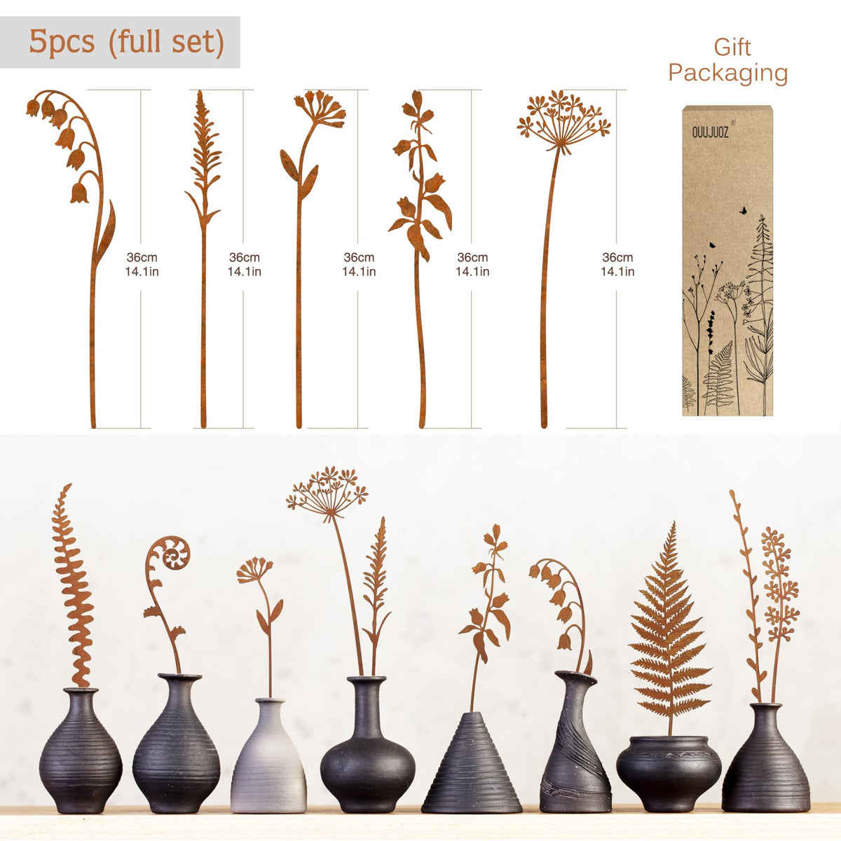 OUUJUOZ handcrafted iron garden decor makes a versatile year-round gift