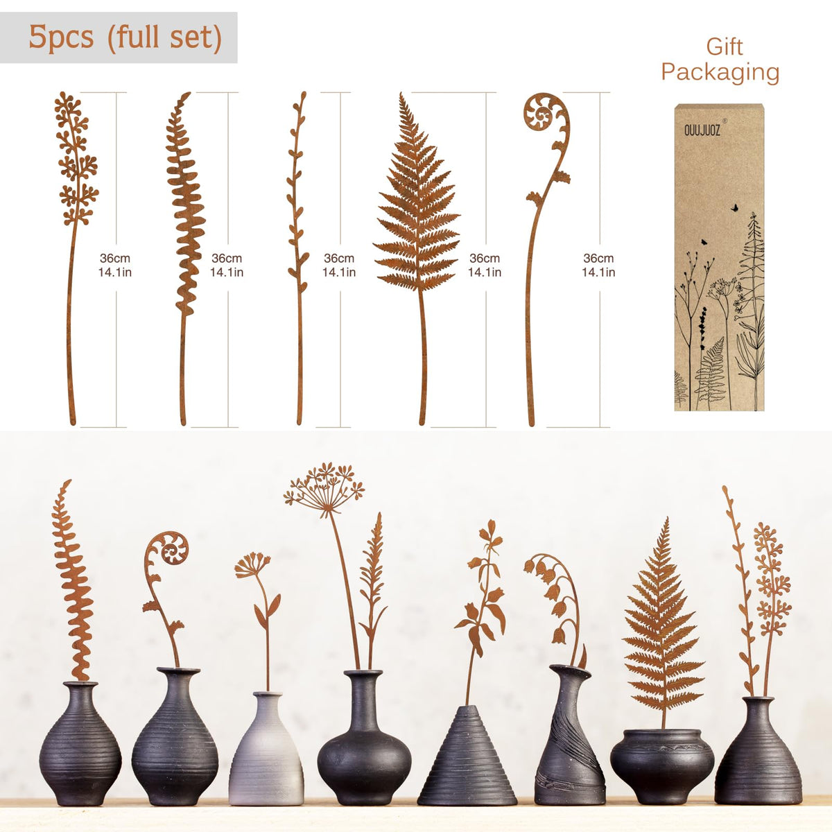 OUUJUOZ handcrafted iron garden stakes blend vintage charm and durability.